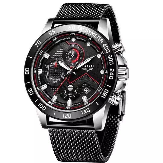 Relógio Lige Sport Pulseira de Aço