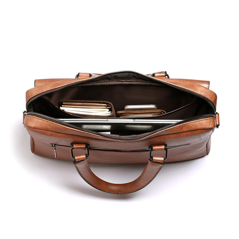 Pasta de Couro Executiva Com Bolso Externo