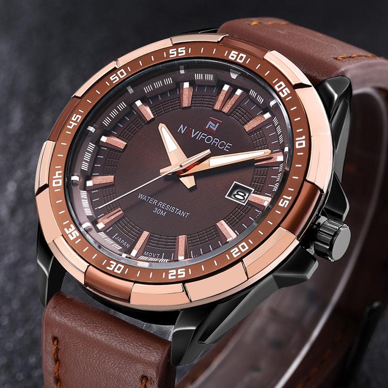 Relógio de Couro Masculino Naviforce - Mensfield Shop