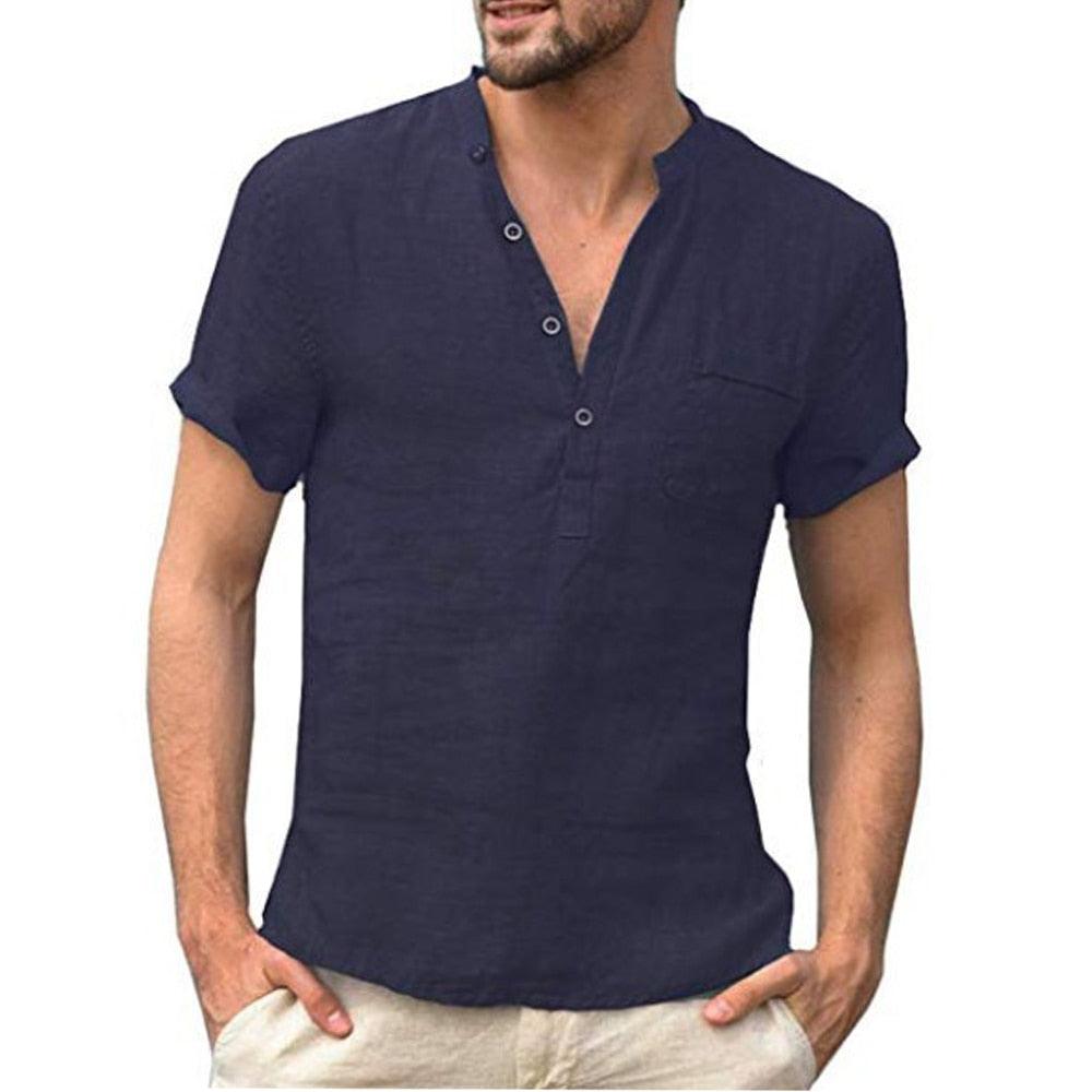 Camisa Masculina De Linho Manga Curta - Mensfield Shop