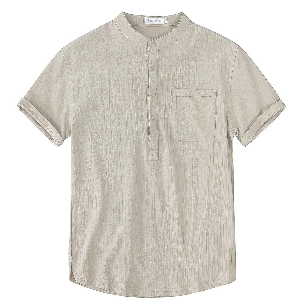 Camisa Masculina De Linho Manga Curta - Mensfield Shop