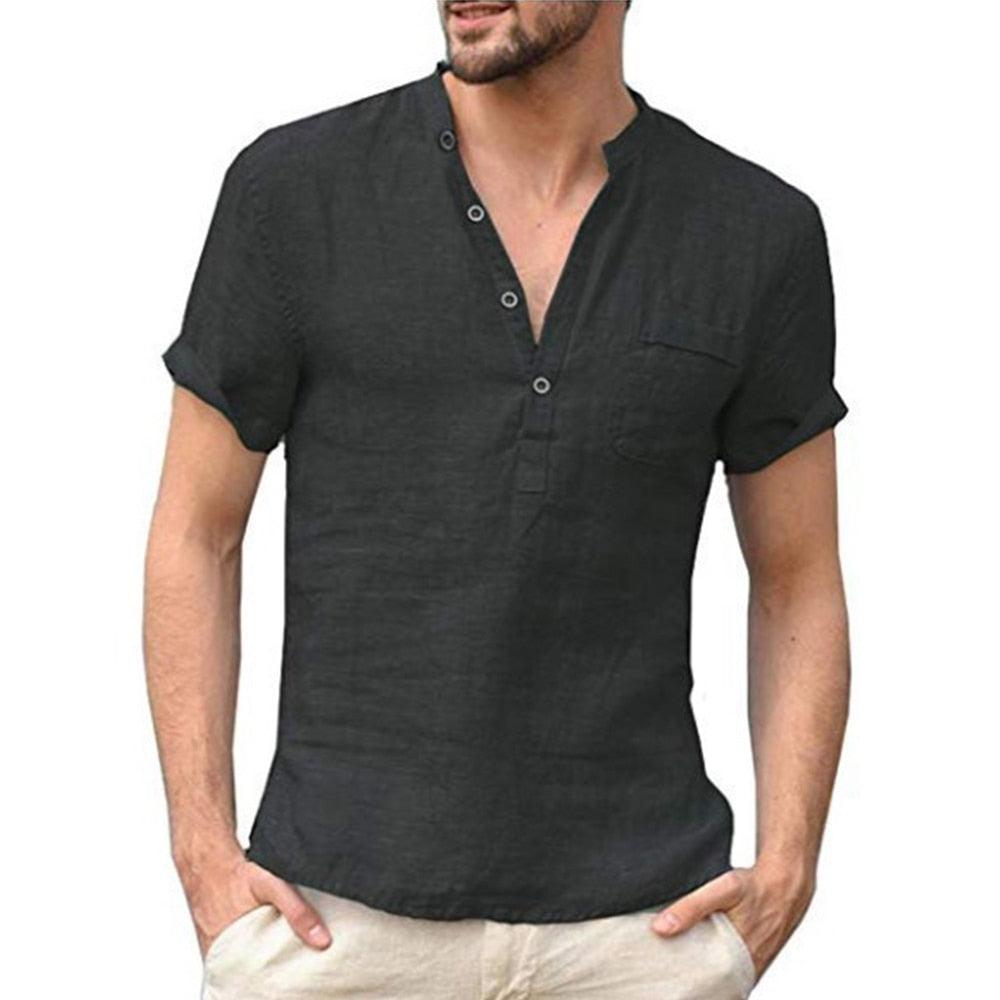 Camisa Masculina De Linho Manga Curta - Mensfield Shop