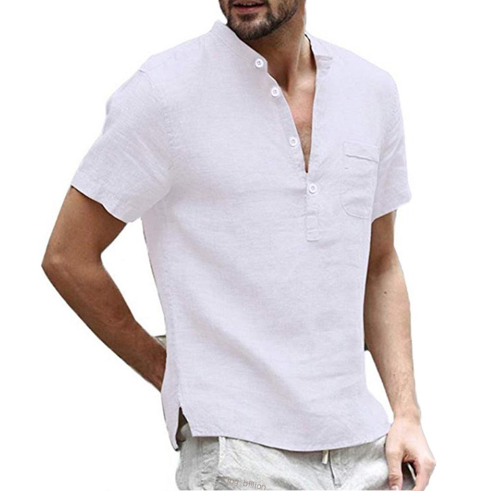 Camisa Masculina De Linho Manga Curta - Mensfield Shop