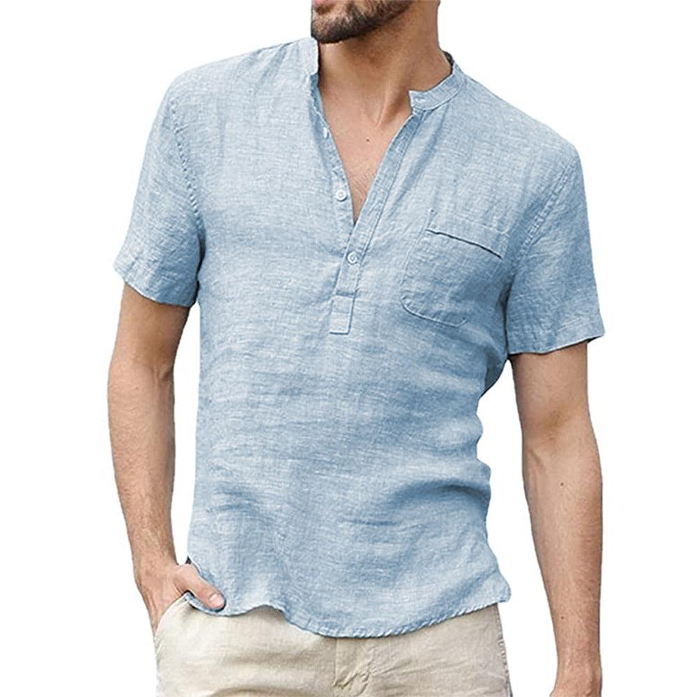 Camisa Masculina De Linho Manga Curta - Mensfield Shop