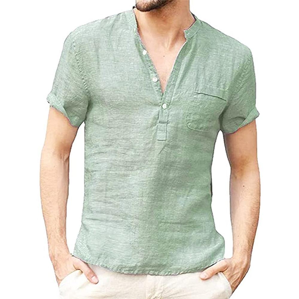 Camisa Masculina De Linho Manga Curta - Mensfield Shop