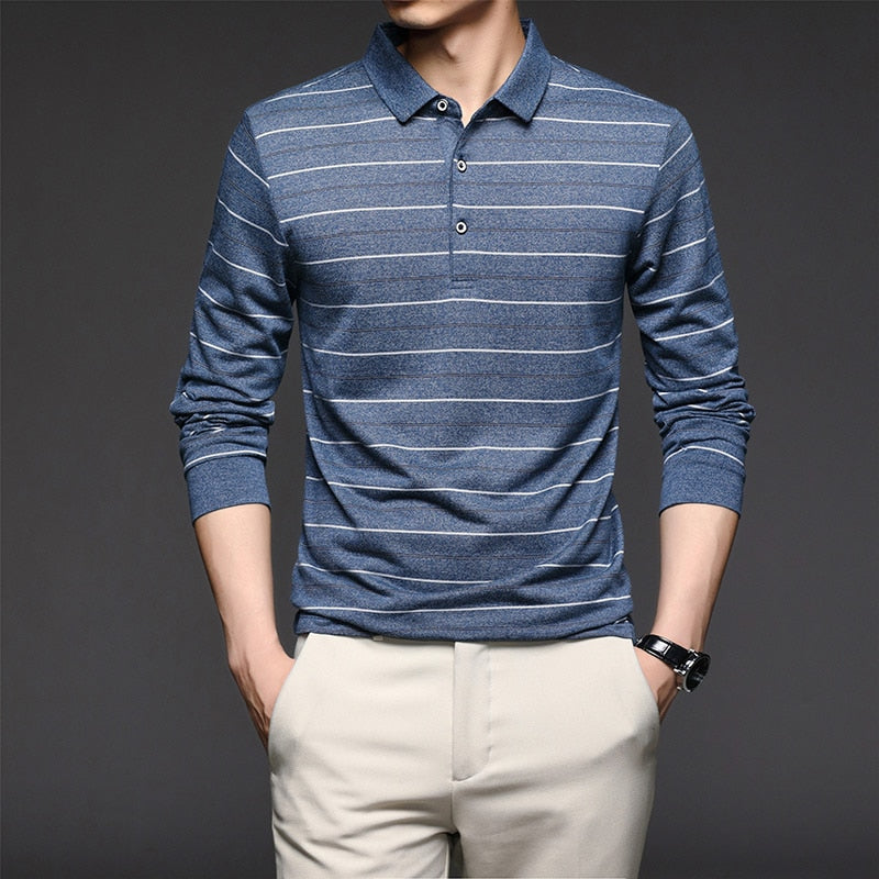 Camisa Polo Listrada Manga Longa