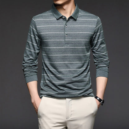 Camisa Polo Listrada Manga Longa
