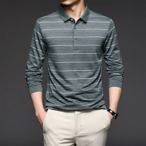 Camisa Polo Listrada Manga Longa
