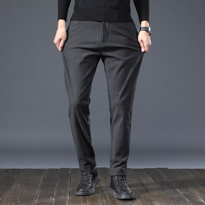 Calça Social Slim Fit Listrada