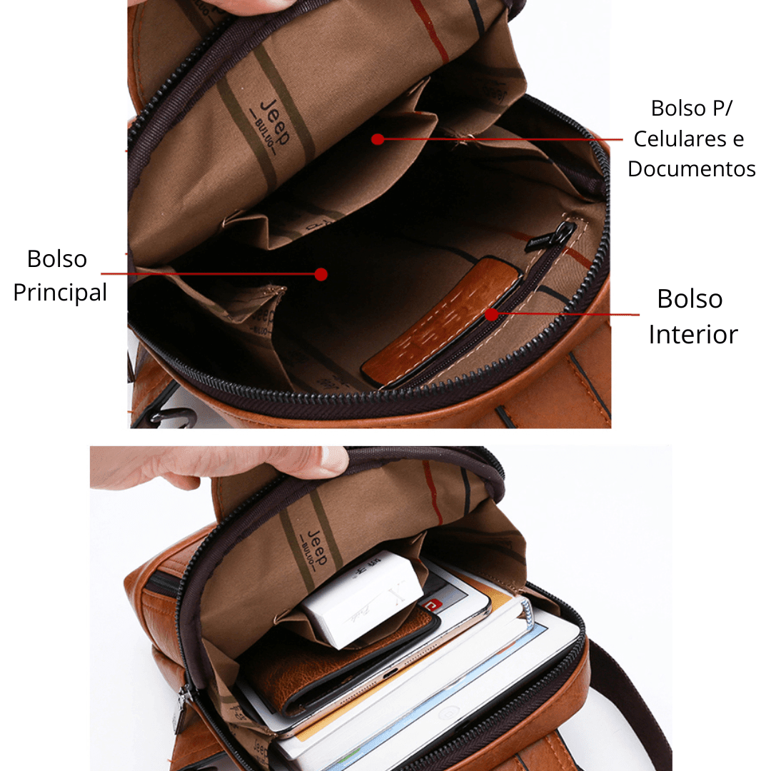 Bolsa JEEP de Couro Multiuso Transversal - Mensfield Shop