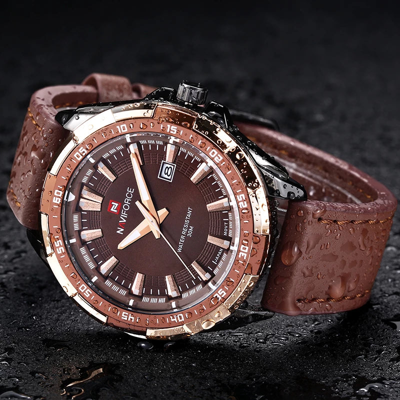 Relógio de Couro Masculino Naviforce - Mensfield Shop