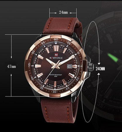 Relógio de Couro Masculino Naviforce - Mensfield Shop