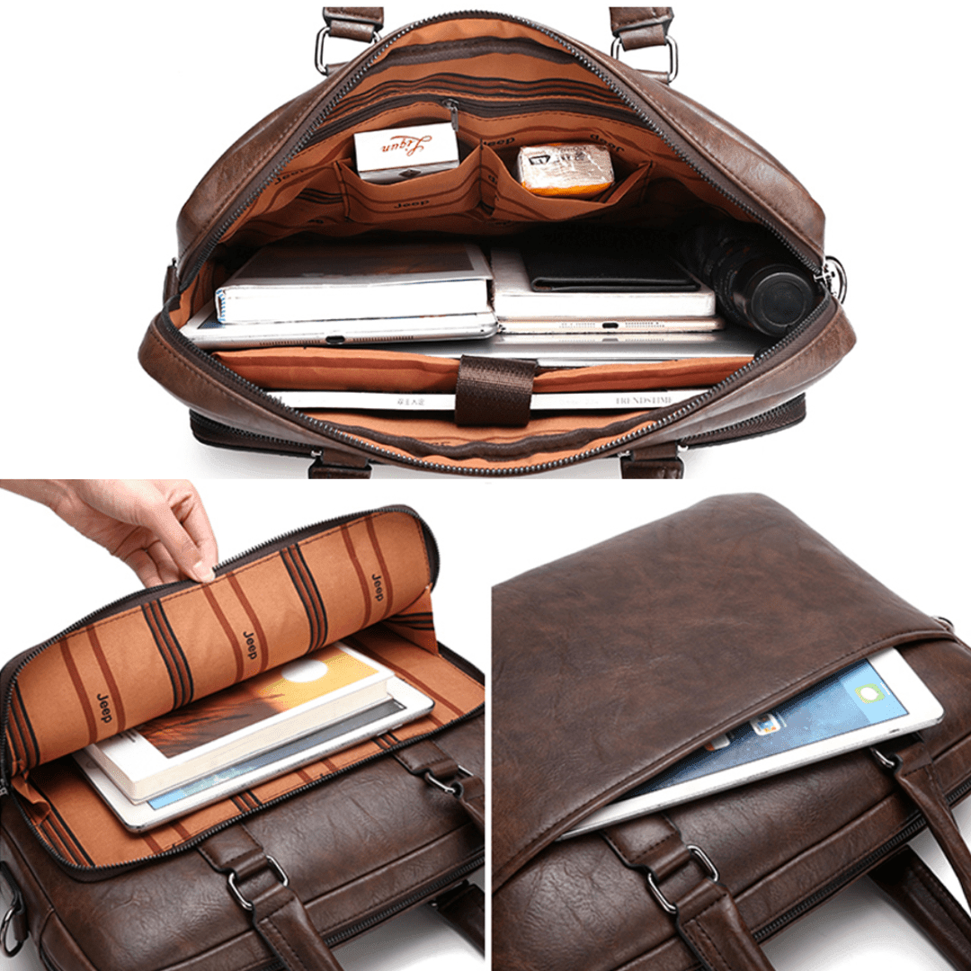 Pasta Jeep de Couro Com Bolso Externo - Mensfield Shop