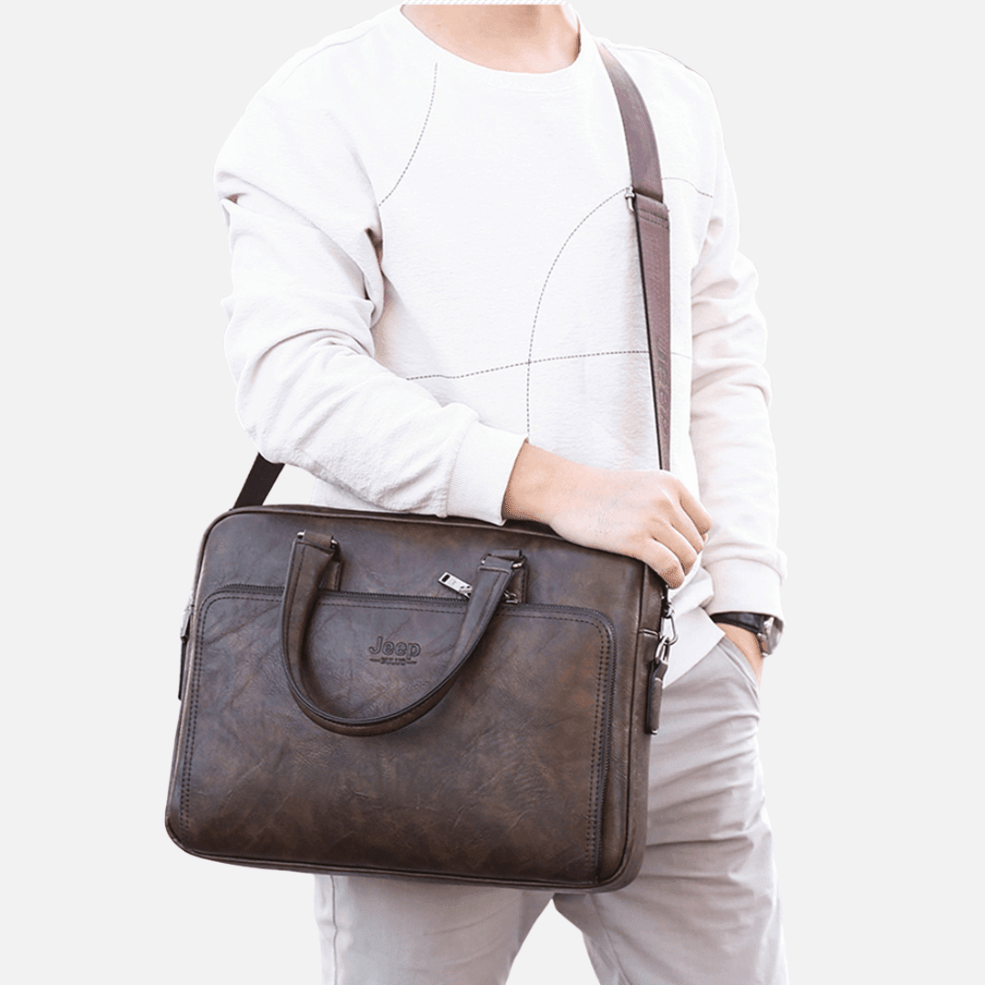 Pasta Jeep de Couro Com Bolso Externo - Mensfield Shop