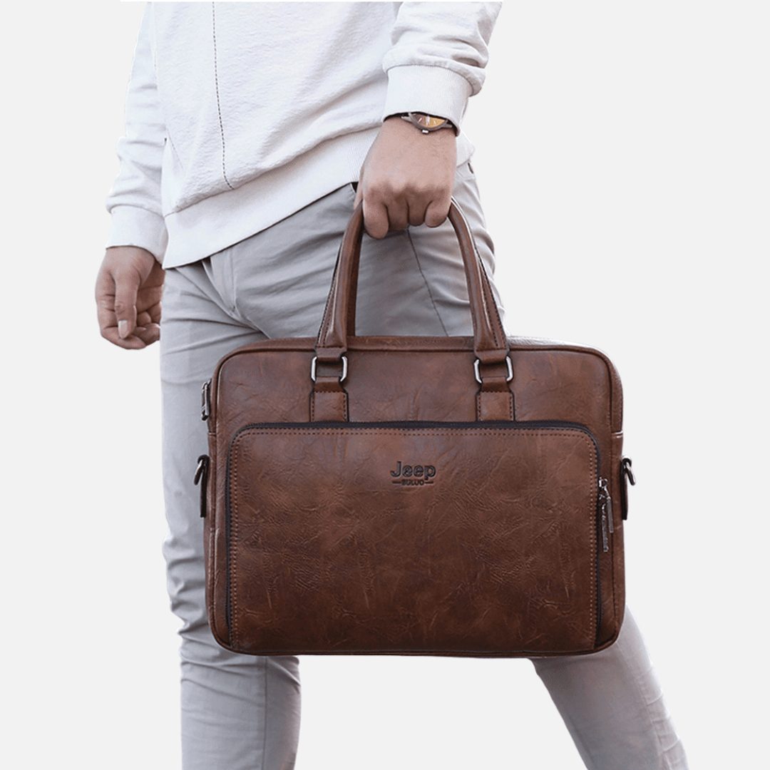 Pasta Jeep de Couro Com Bolso Externo - Mensfield Shop