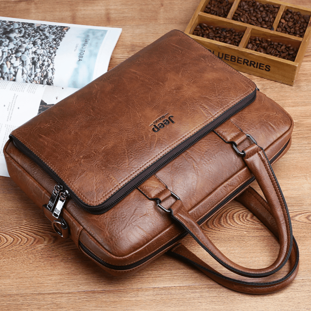 Pasta Jeep de Couro Com Bolso Externo - Mensfield Shop