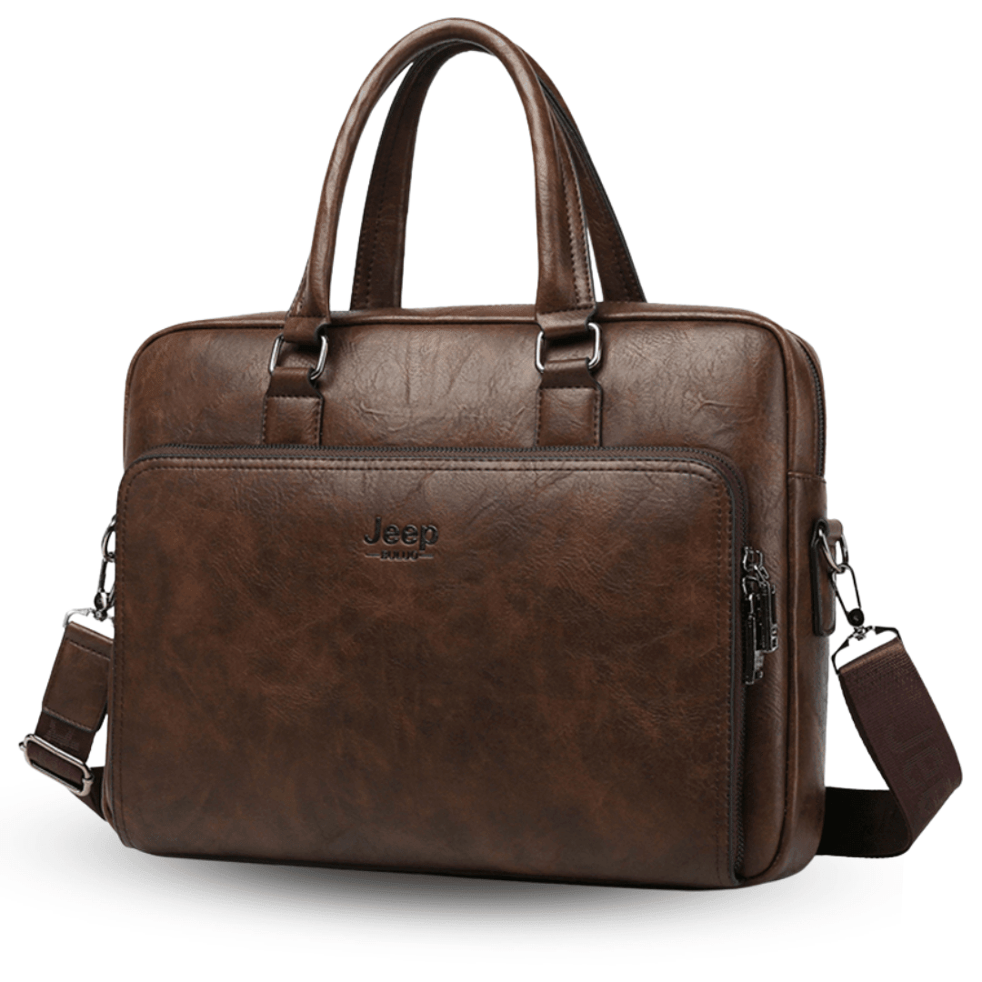 Pasta Jeep de Couro Com Bolso Externo - Mensfield Shop