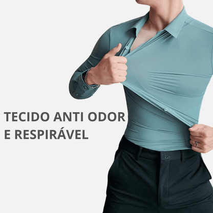 Camisa Social Elástica Anti Amassado - Mensfield Shop