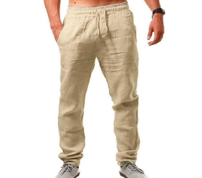 Calça masculina de linho natural - Mensfield Shop