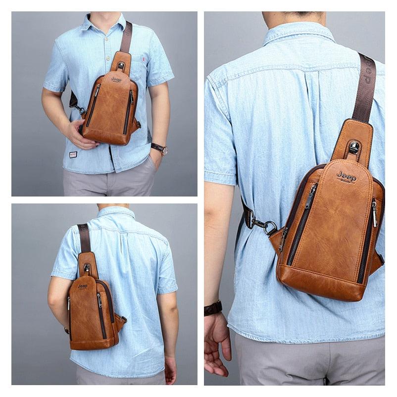 Bolsa JEEP de Couro Multiuso Transversal - Mensfield Shop