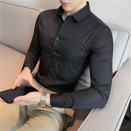 Camisa Social Elástica Anti Amassado - Mensfield Shop