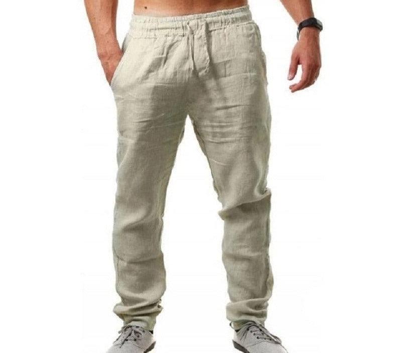 Calça masculina de linho natural - Mensfield Shop