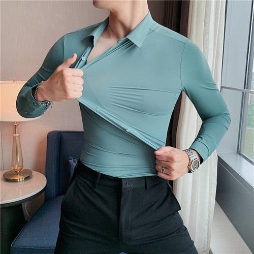 Camisa Social Elástica Anti Amassado - Mensfield Shop