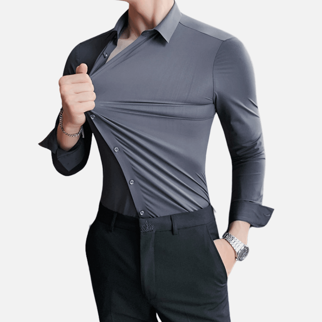 Camisa Social Elástica Anti Amassado - Mensfield Shop