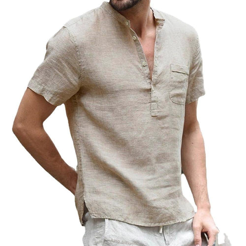 Camisa Masculina De Linho Manga Curta - Mensfield Shop
