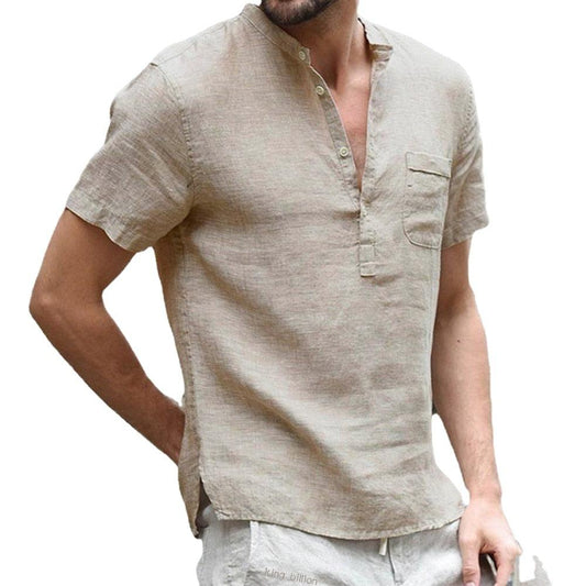 Camisa Masculina De Linho Manga Curta - Mensfield Shop