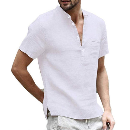 Camisa Masculina De Linho Manga Curta - Mensfield Shop