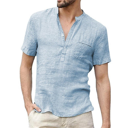 Camisa Masculina De Linho Manga Curta - Mensfield Shop