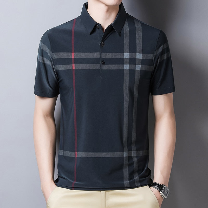 Camisa Masculina Polo com Listras